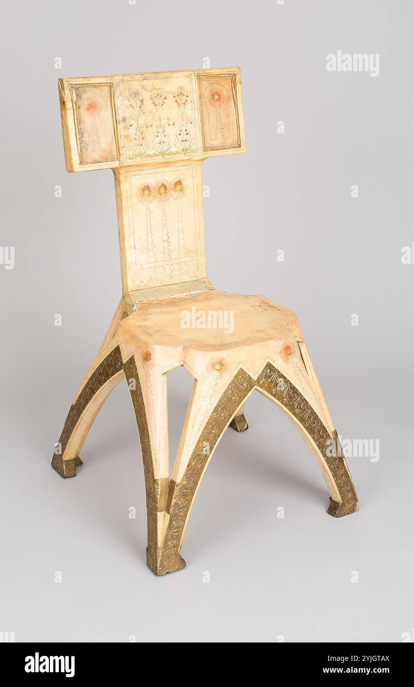 Eiffel Tower Chair. Carlo Bugatti; Italian, 1856-1940; Italy. Date: 1902. Dimensions: H. 88.3 cm (34 3/4 in.). Wood frame covered with parchment, painted and gilded, applied brass mounts. Origin: Italy. Museum: The Chicago Art Institute, FLORENCIA, USA. Stock Photo