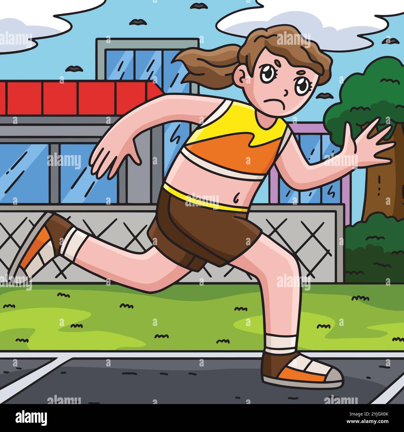 Track and Field Female Athlete Running Colored Stock Vector Image & Art ...