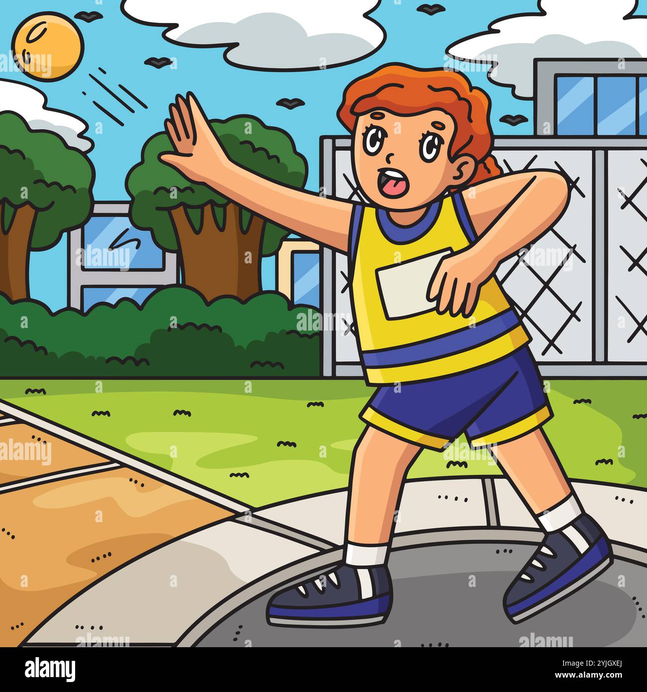 Track and Field Female Putting the Shot Colored Stock Vector Image ...