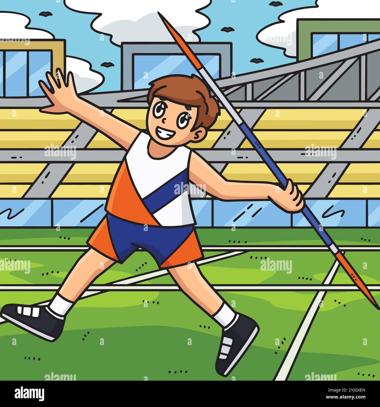 Track and Field Athlete and Javelin Colored Stock Vector Image & Art ...