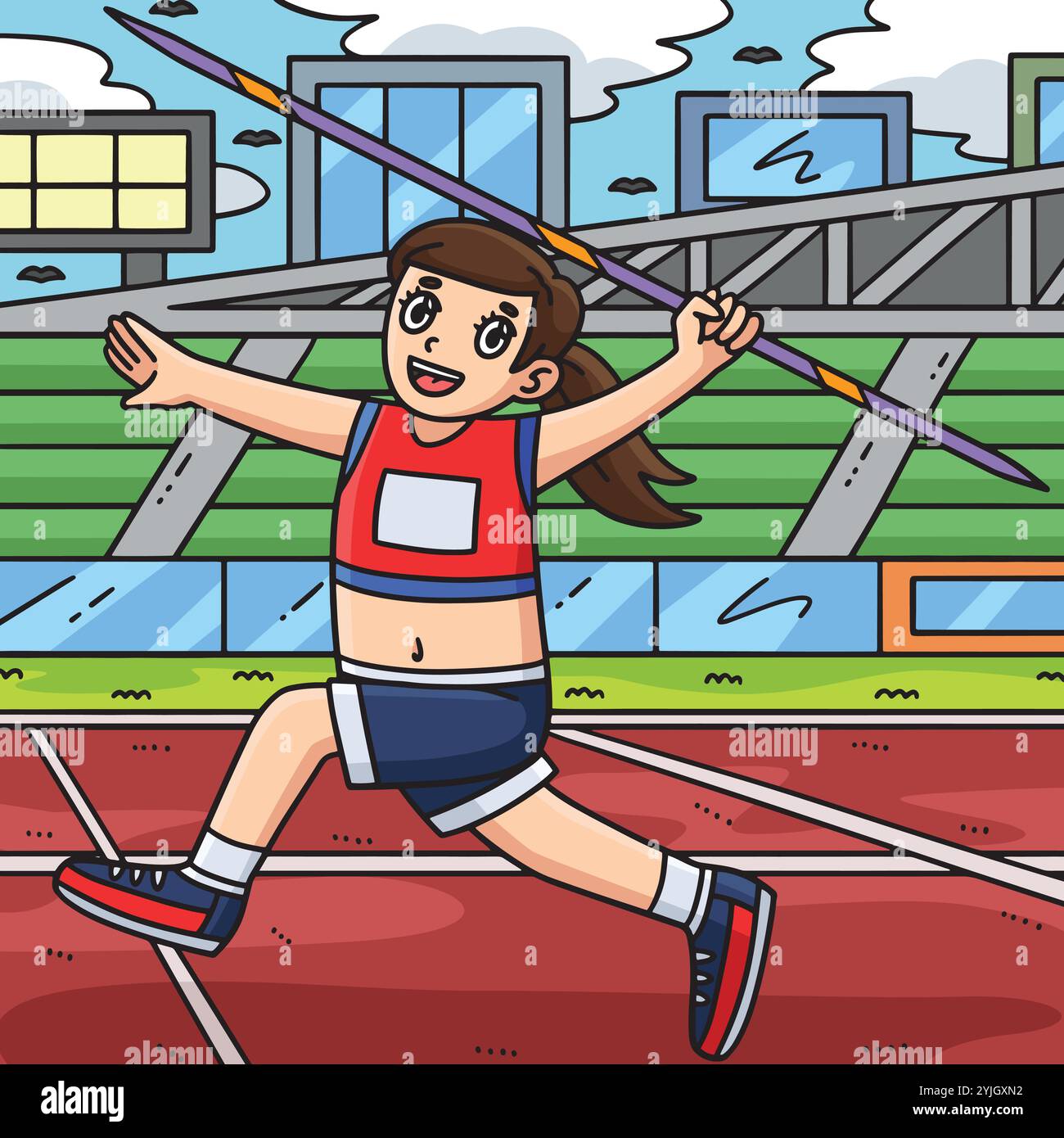 Track and Field Female Athlete Javelin Colored Stock Vector Image & Art ...