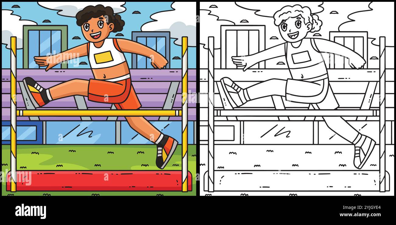 Track and Field Female High Jumping Illustration Stock Vector Image ...
