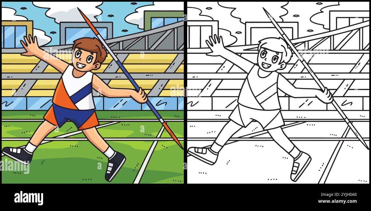 Track and Field Athlete and Javelin Illustration Stock Vector Image ...