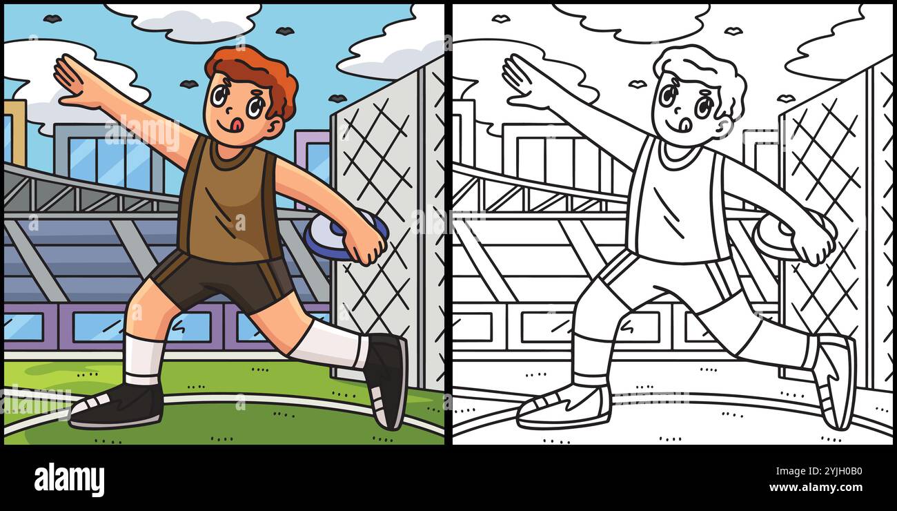 Track and Field Athlete with Discus Illustration Stock Vector Image ...