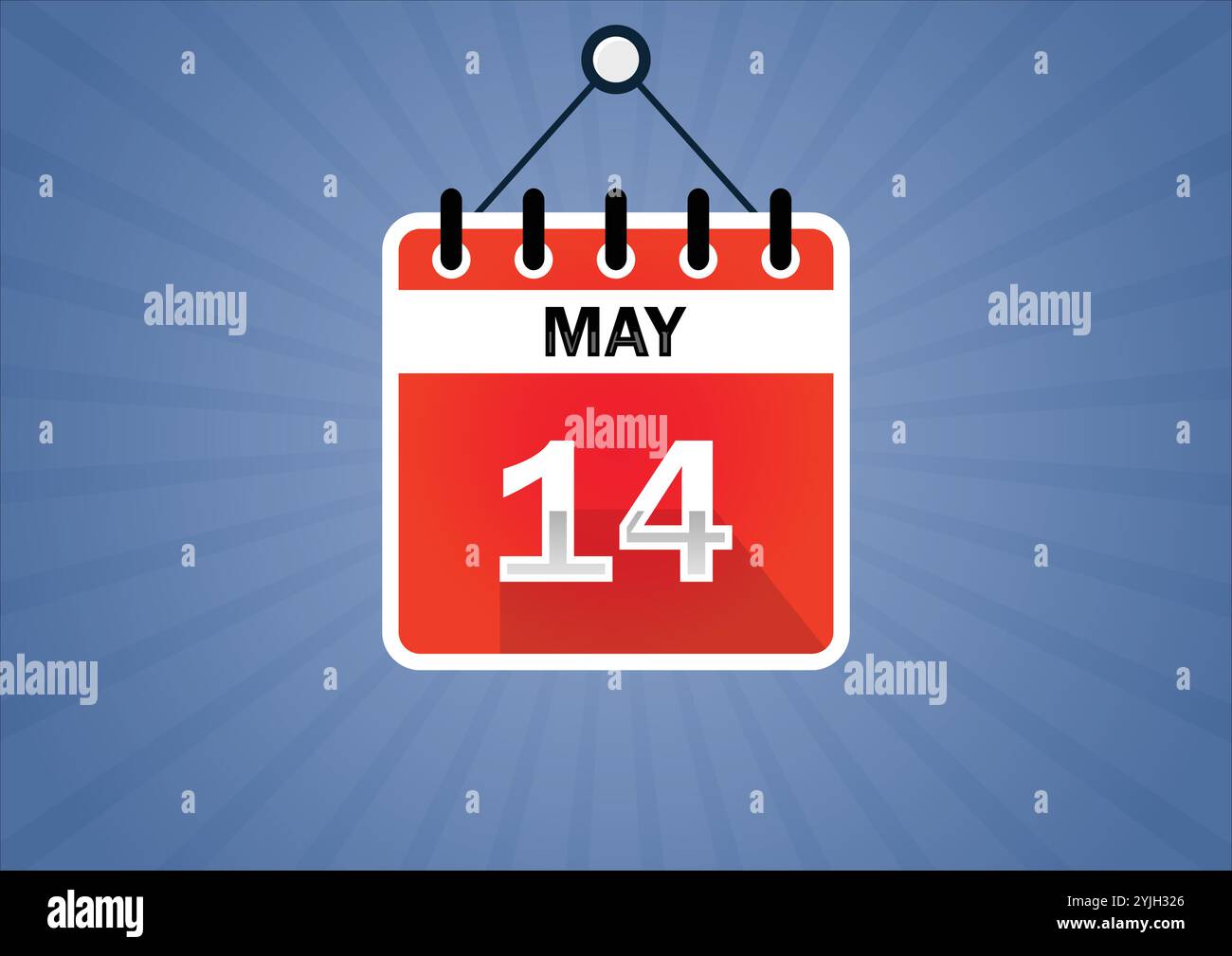 May 14, Calendar hanging sign. 14th days of the month, modern