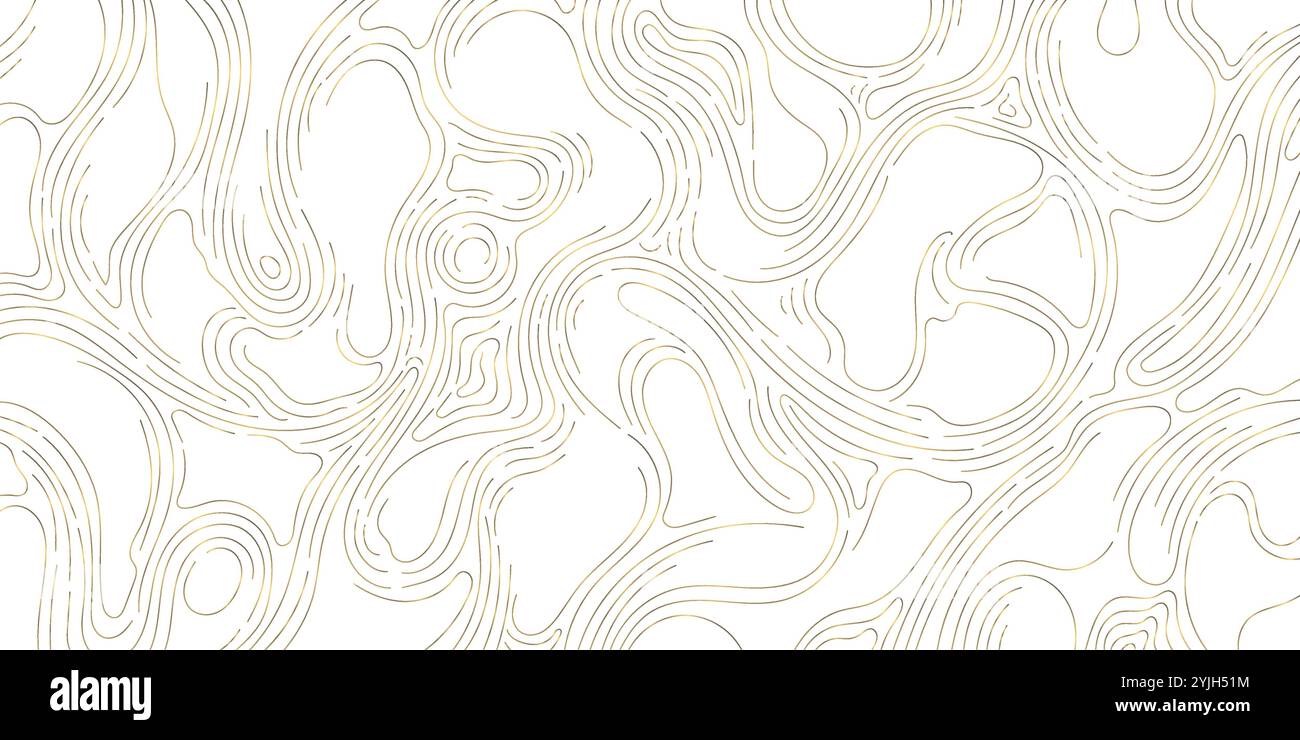 Vector gold line wood texture illustration, organic shape wave pattern ...