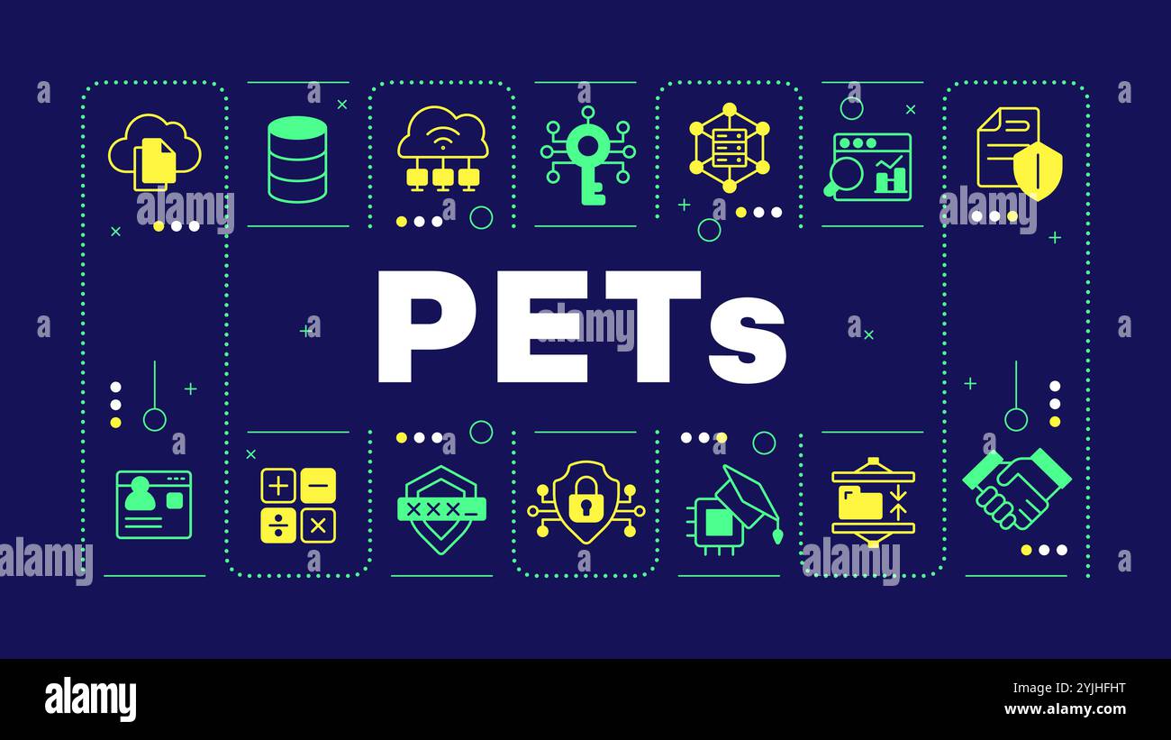 PETs dark blue word concept Stock Vector