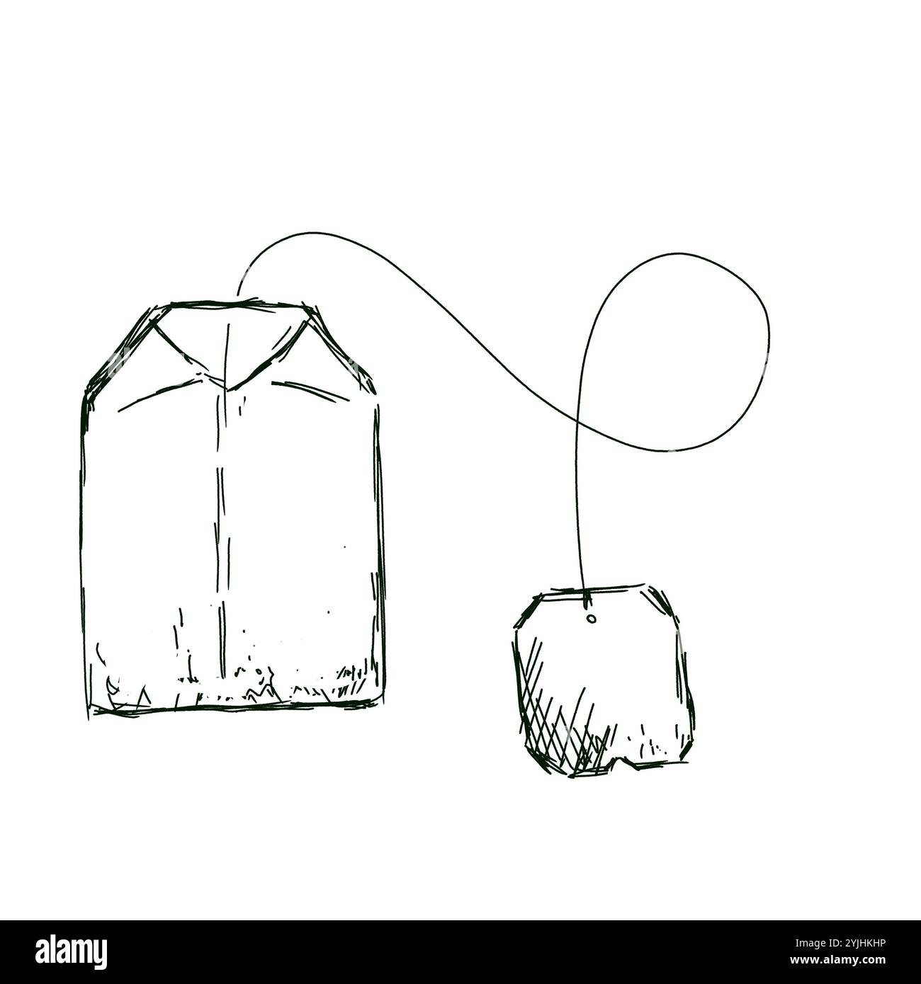 Tea Bag With String And Blank Label Graphic Black And White ...