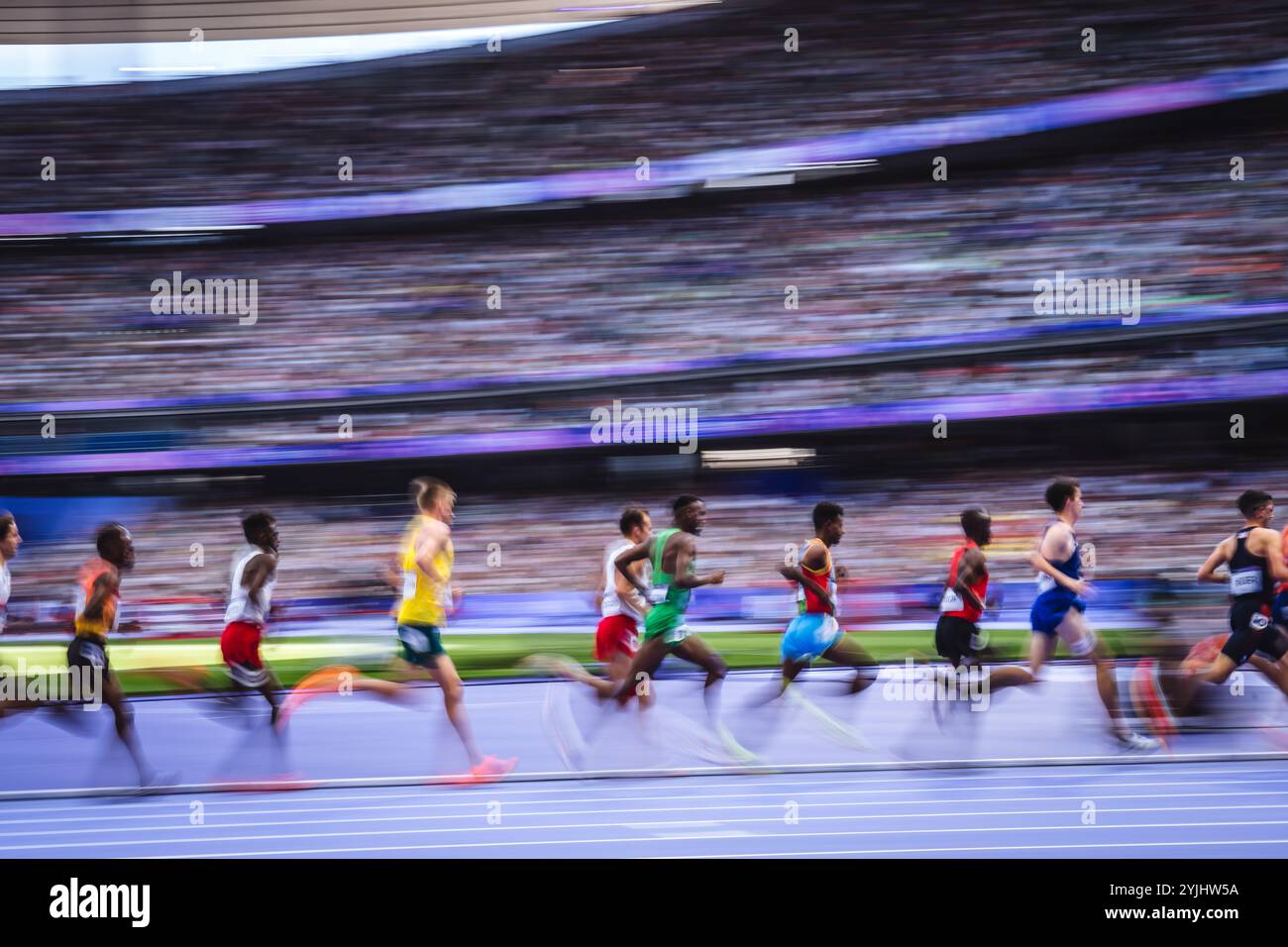 Image of Runners in motion in the 5000 meters at the Paris 2024 Olympic ...