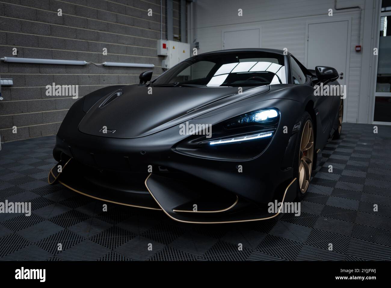 McLaren 720S with Matte Black Finish and Gold Accents in Showroom Stock ...