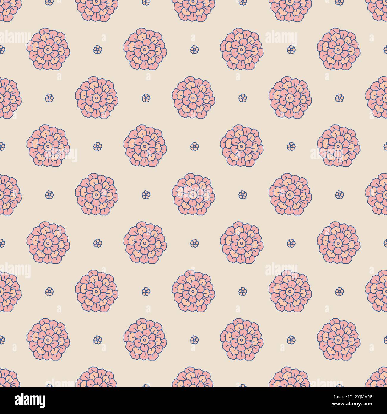 Seamless pattern with ditsy florals on black background Stock Vector