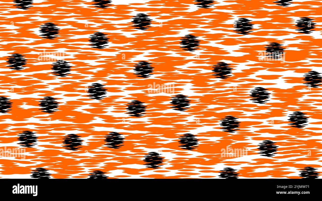 Vibrant Orange and Black Polka Dot Pattern Stock Vector
