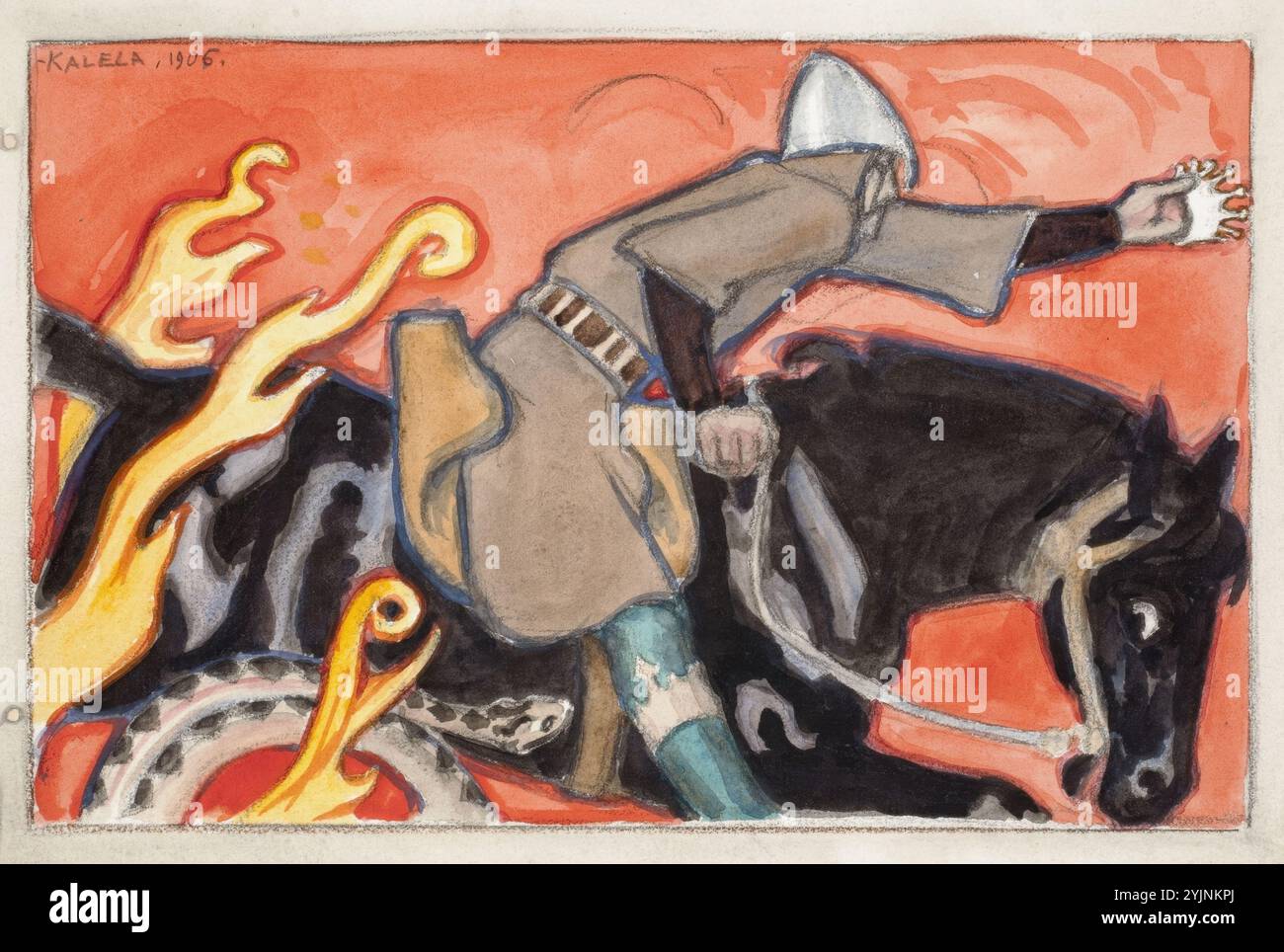 Gallen-Kallela, Akseli, work, Sketch for color image The Knight and the ...