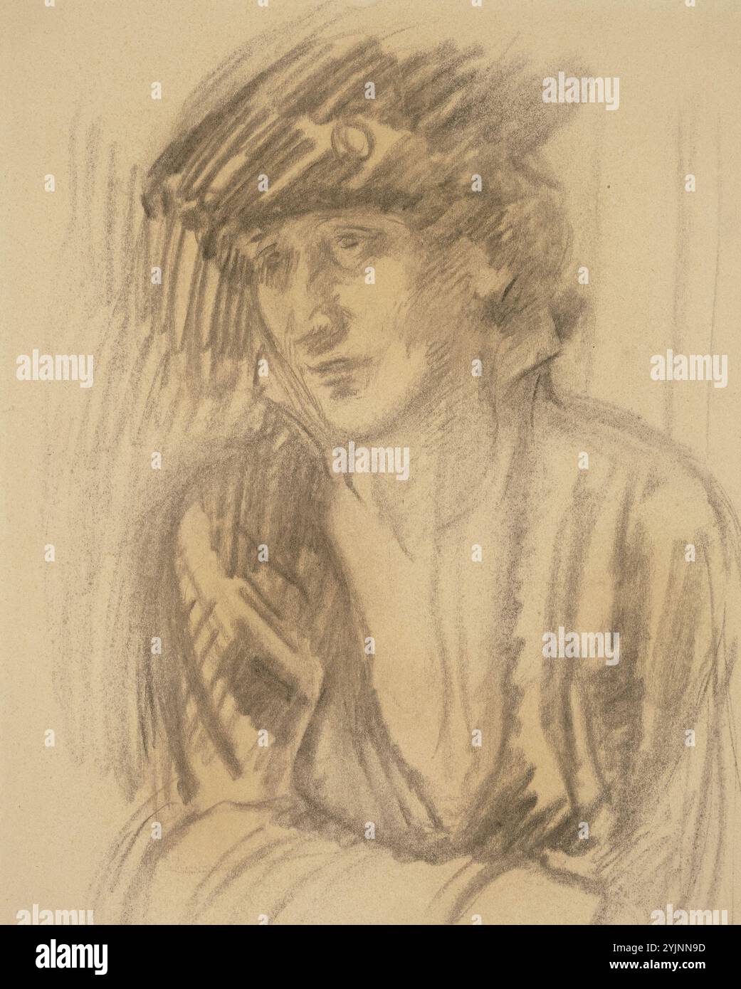 Enckell, Magnus, work name: Mrs. Anni Lagerborg, 1916, charcoal on ...