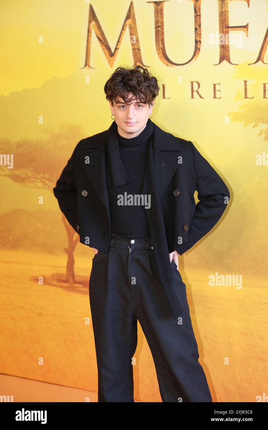 Rome, Italy. 15th Nov, 2024. The Space Cinema Moderno, Rome, Italy, November 15, 2024, Riccardo Suarez, voice of Zazu, during the Photocall of the movie MUFASA - Il Re Leone on November 15, 2024 at Cinema The Space, Rome, Italy during MUFASA - Il Re Leone - News Credit: Live Media Publishing Group/Alamy Live News Stock Photo