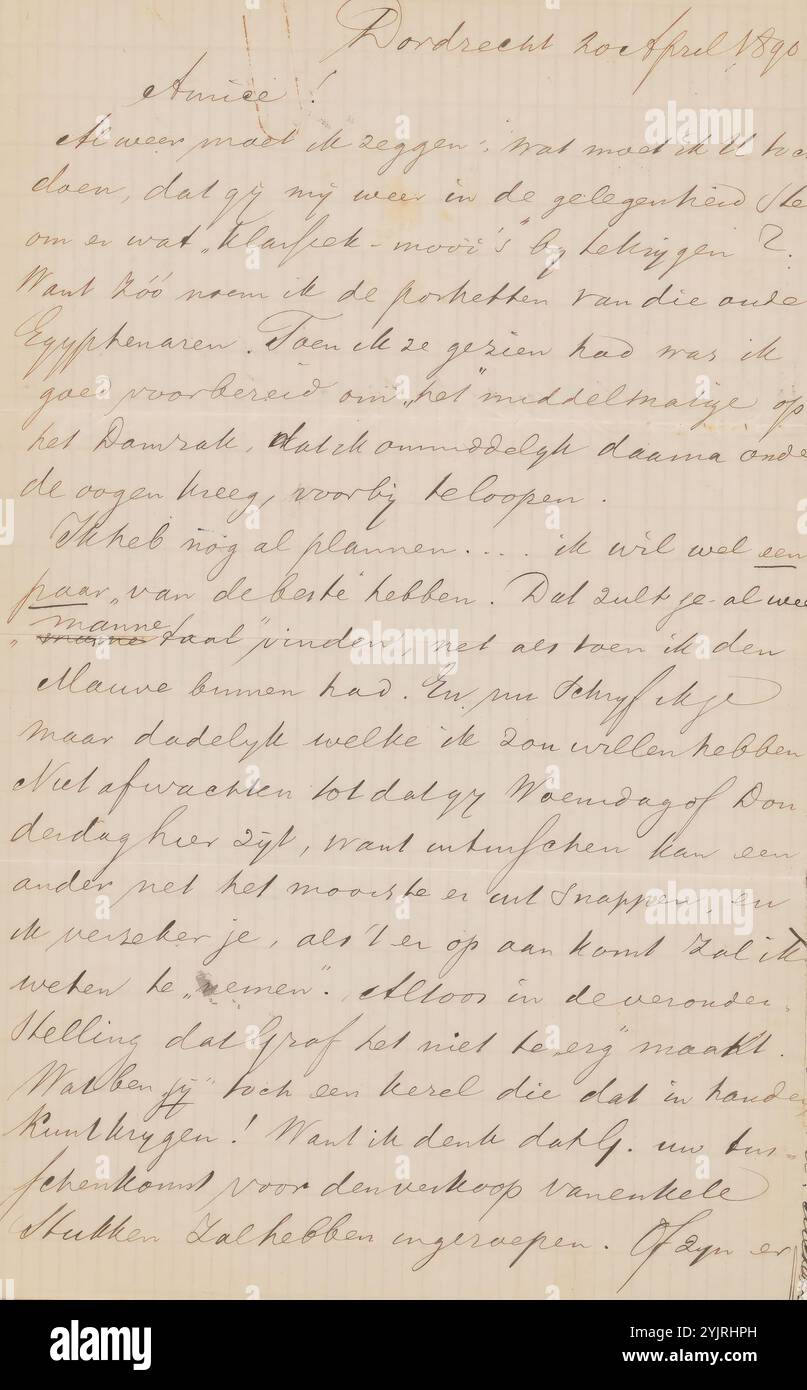 Letter to Jan Veth, writer: M.C. Lebret, Dordrecht, 20-Apr-1890, paper ...