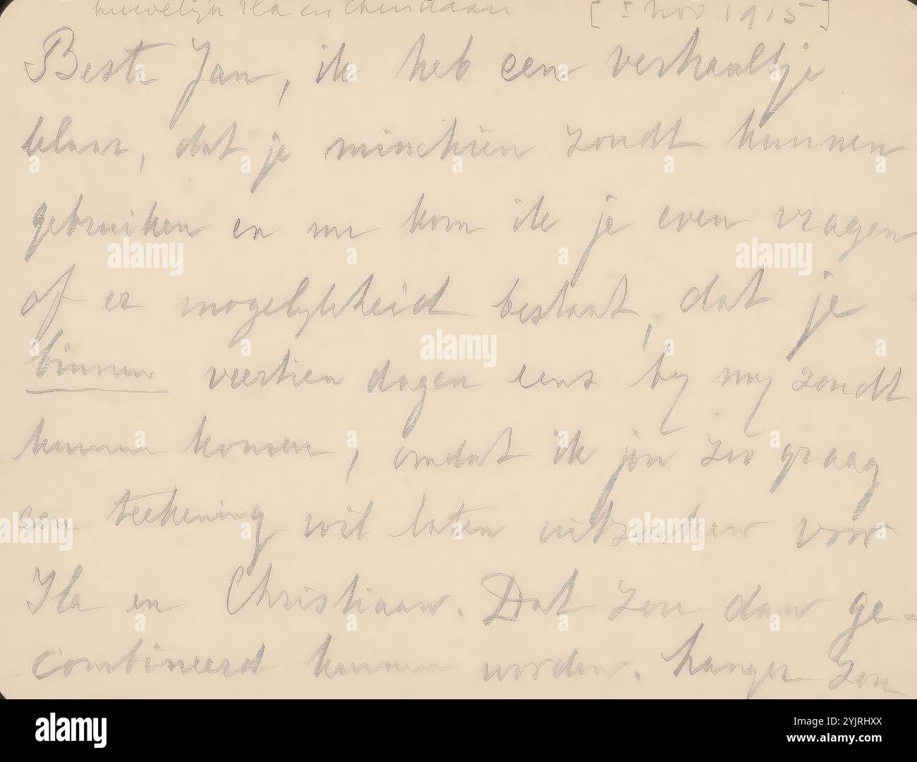 Later Hand Letter to Jan Veth, dated 5 Nov. 1915 in later hand., writer: Wally ...