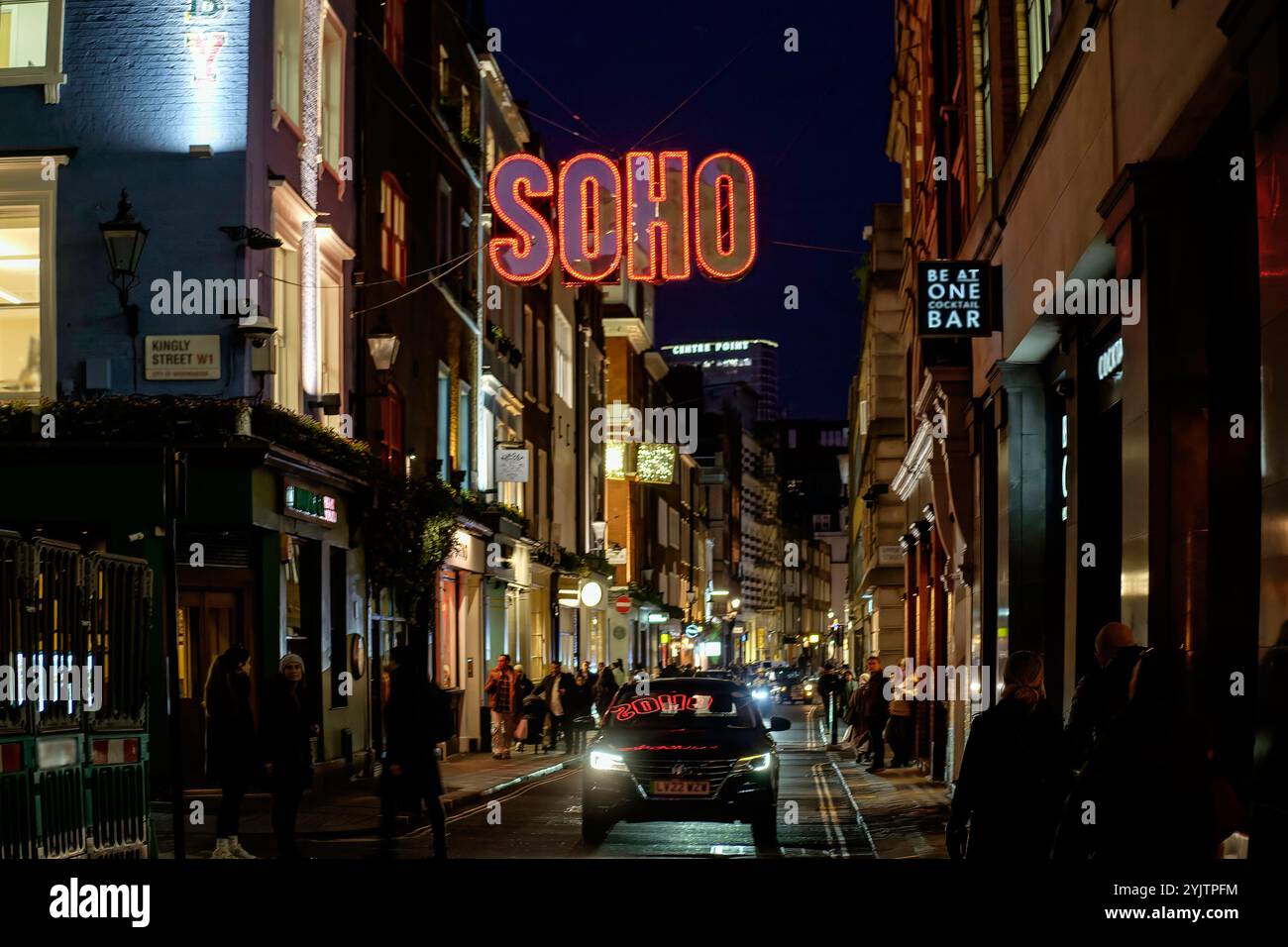 Soho illuminated sign, Beak Street, London, UK Stock Photo