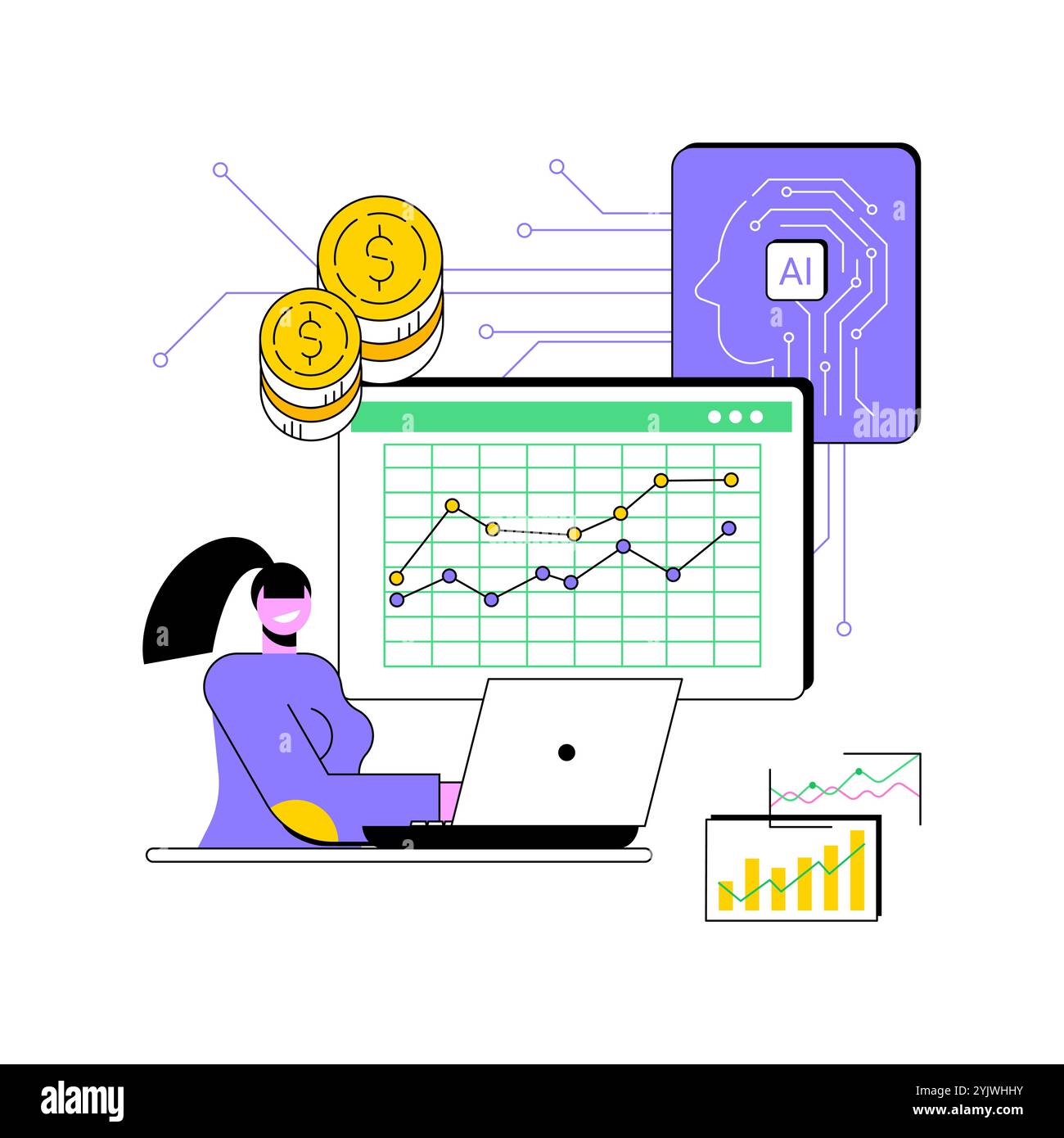 AI-Enhanced Financial Forecasting abstract concept vector illustration ...