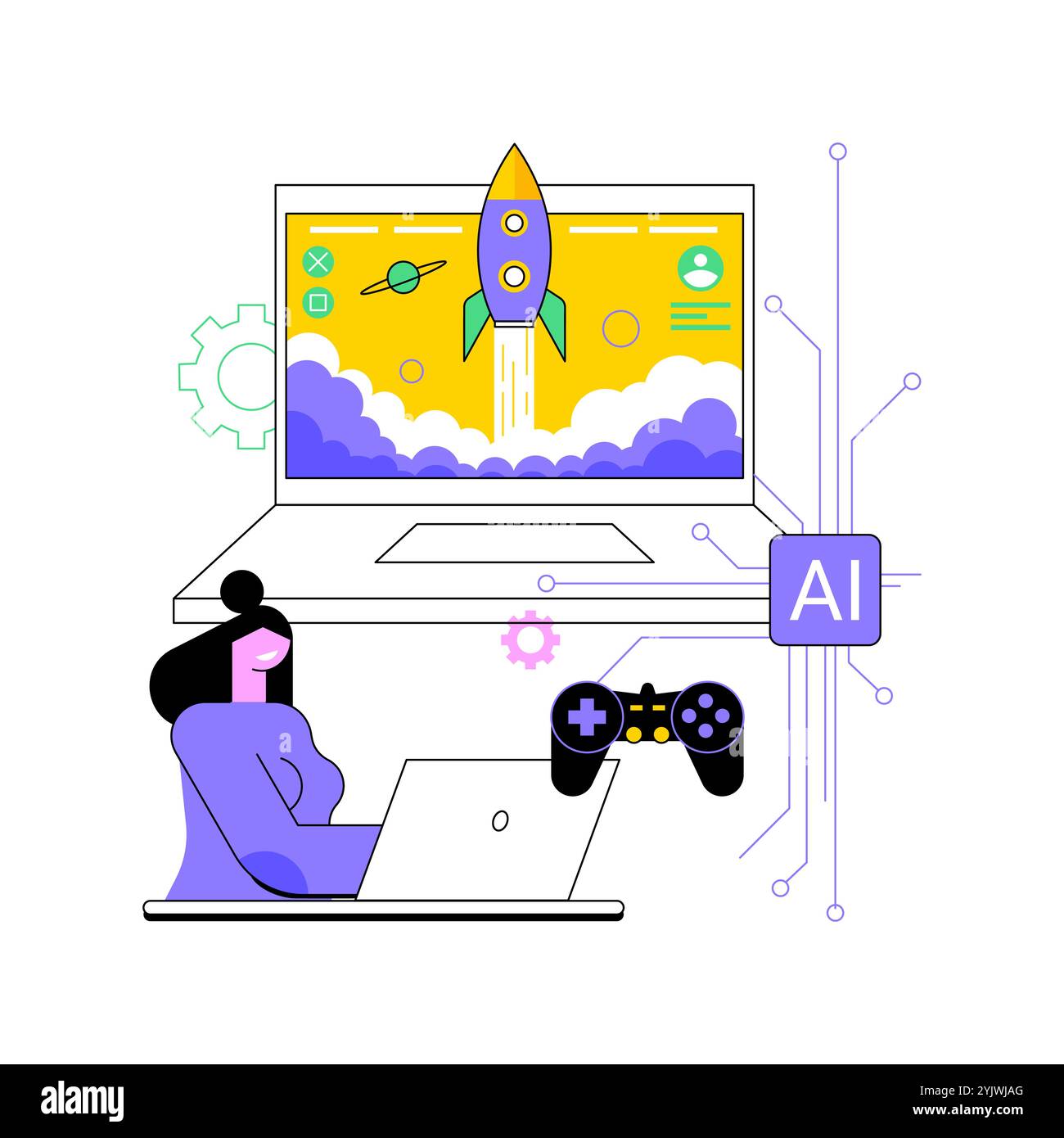 AI-Generated Content abstract concept vector illustration Stock Vector ...