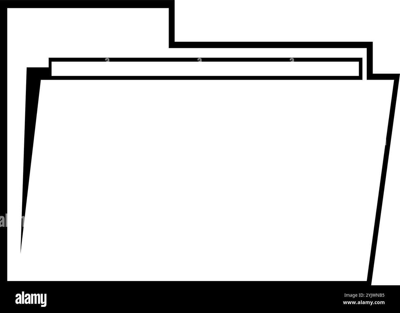 vector illustration black and white icon computer file folder Stock ...