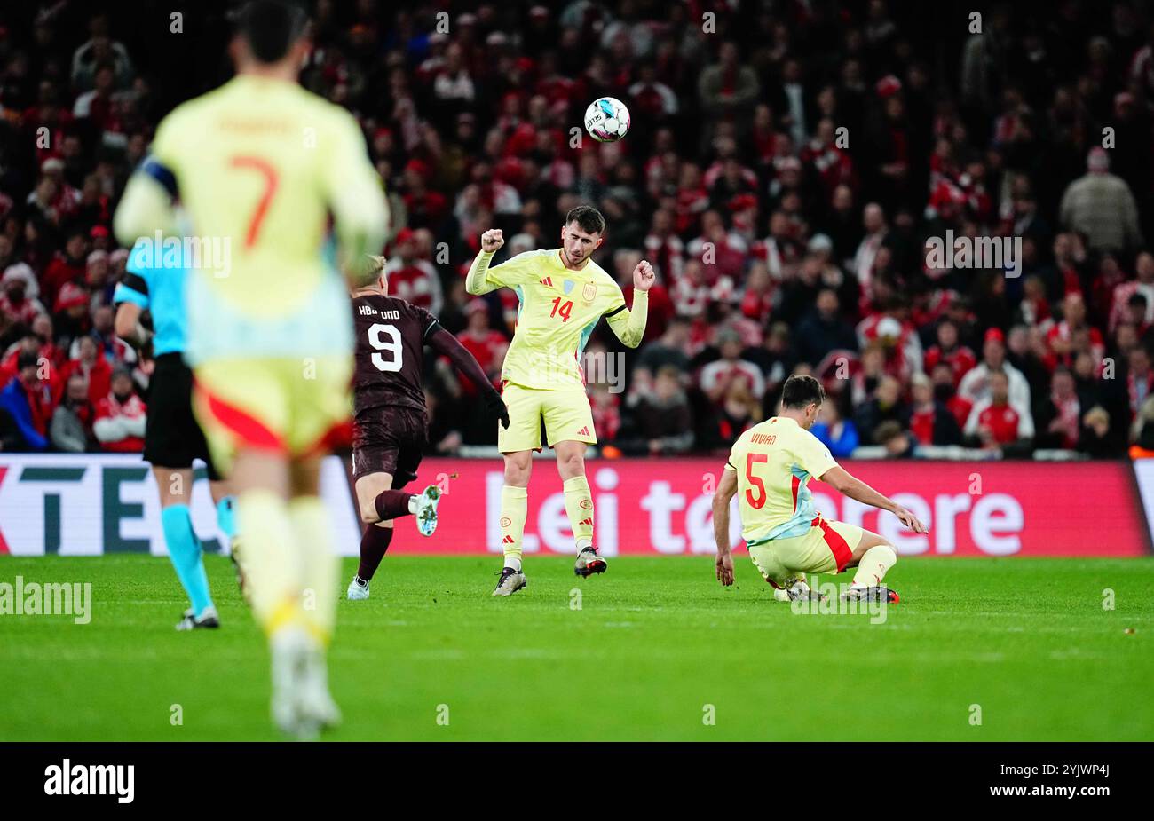 Parken, Copenhagen, Denmark. 15th Nov, 2024. Aymeric Laporte of Spain