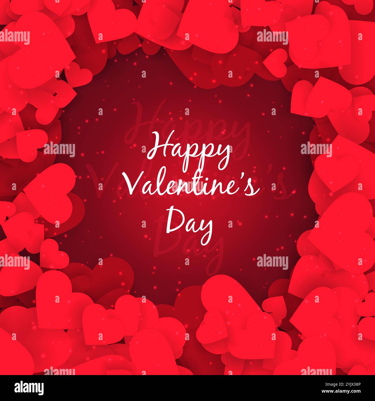 abstract Happy valentines day red hearts background design illustration ...