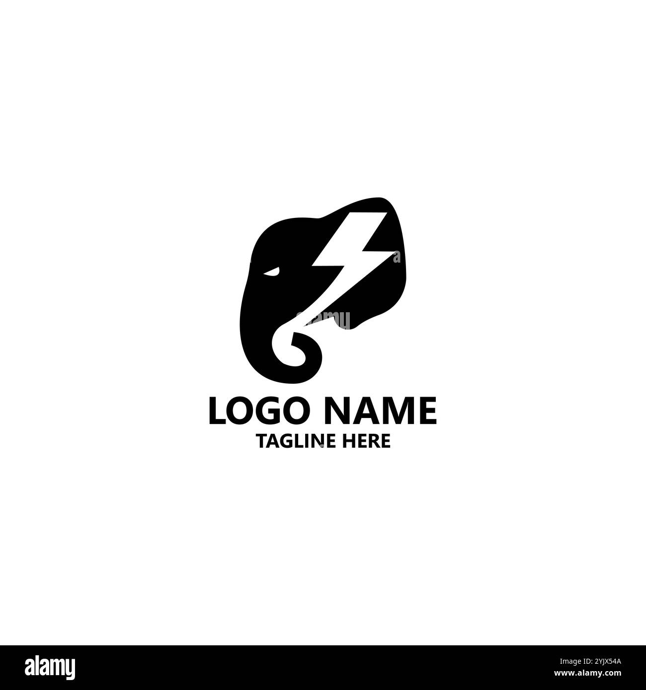lightning elephant logo design vector Stock Vector