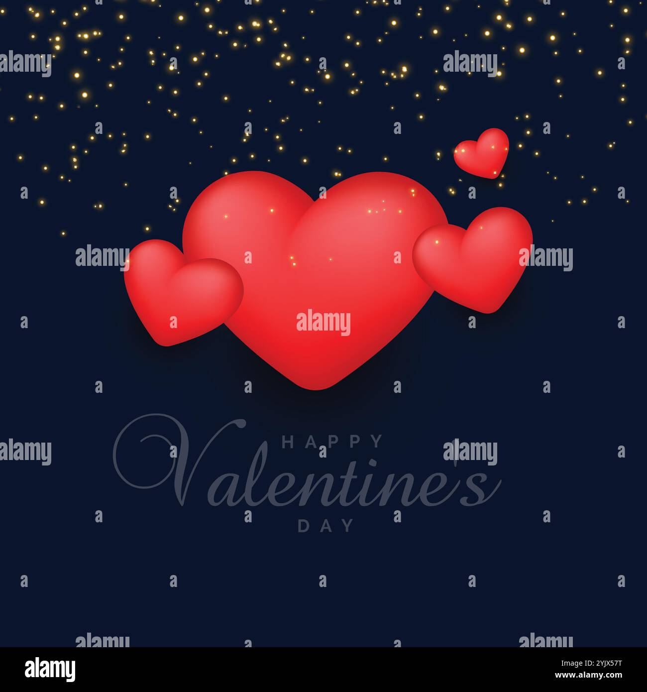 3d red hearts background with sparkles for valentine's day Stock Vector ...