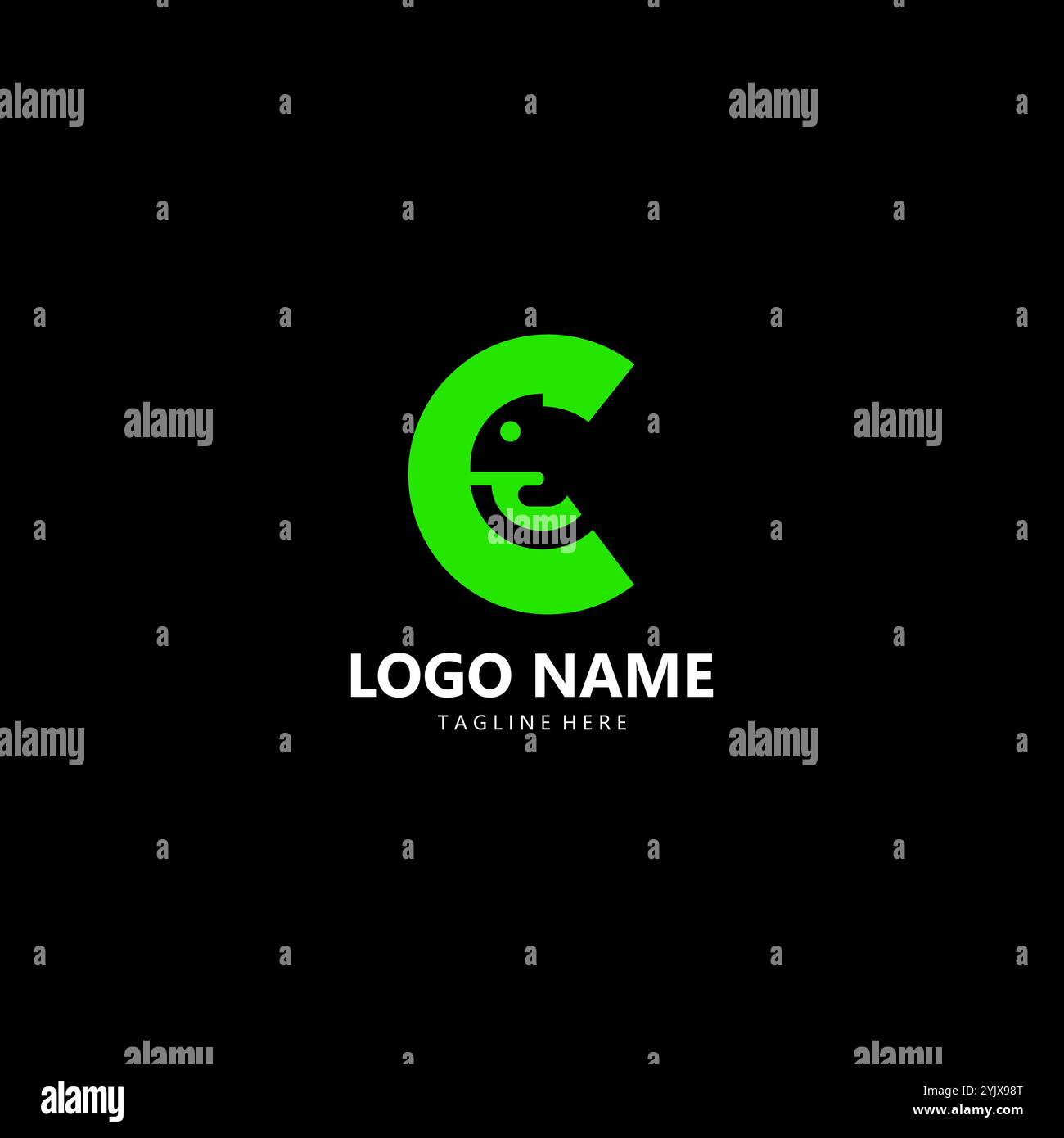 letter C chameleon logo design vector Stock Vector