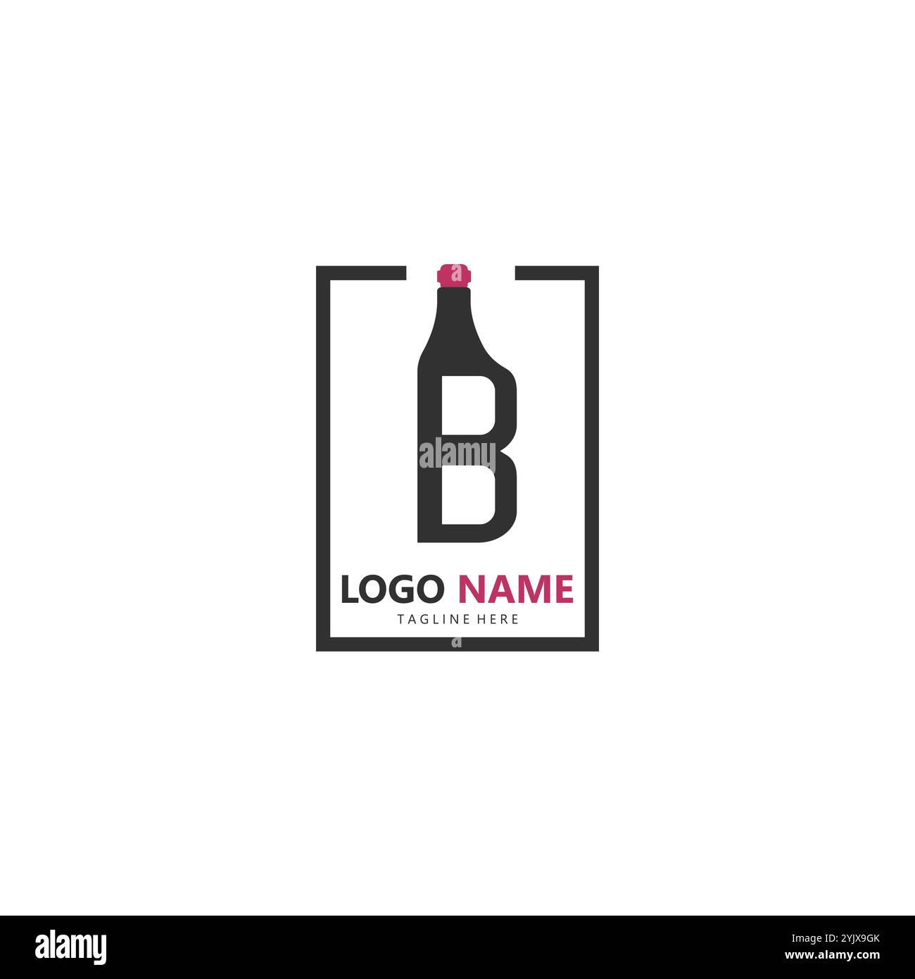 letter B wine bottle logo design vector Stock Vector