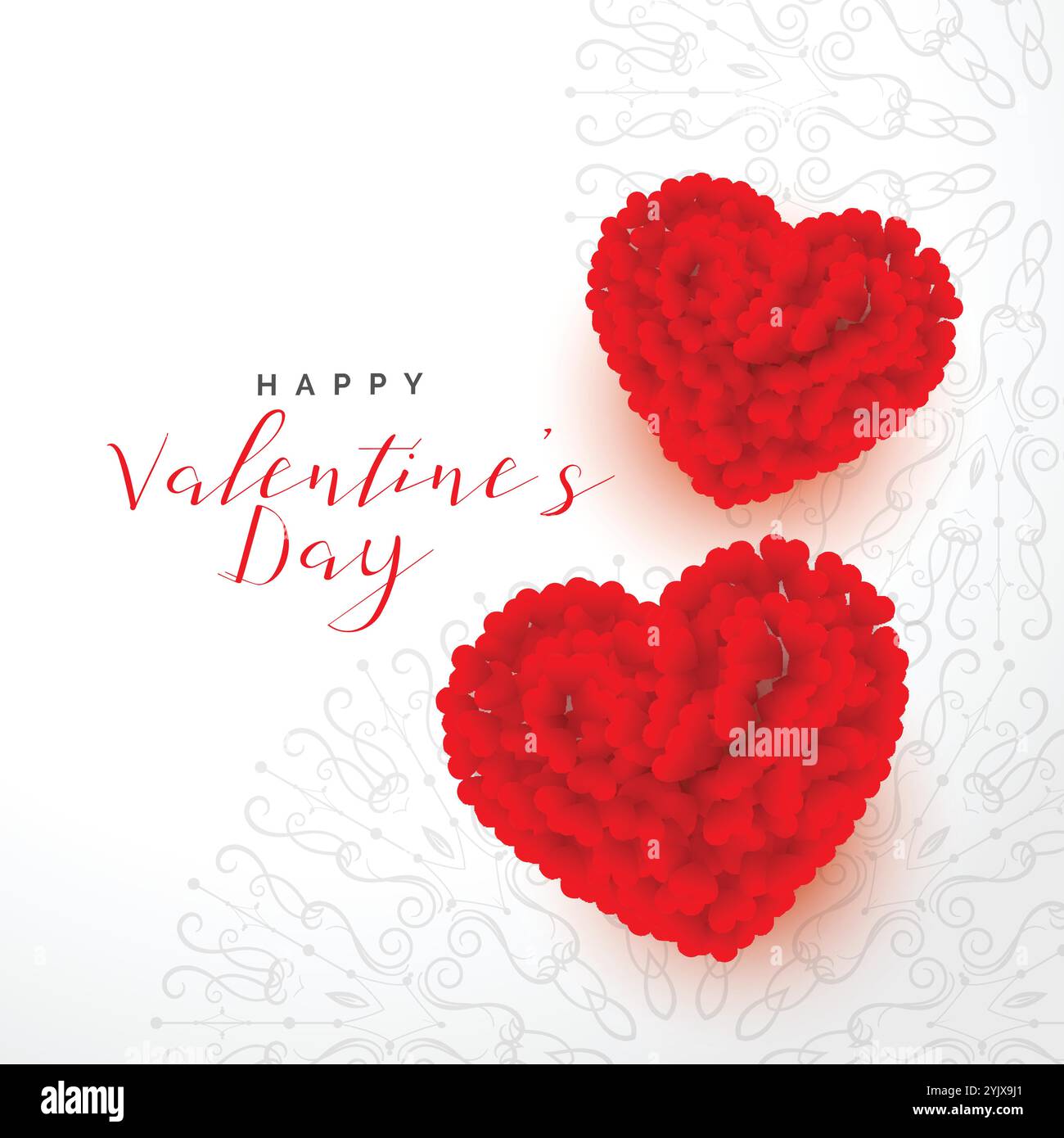valentines day beautiful background with two red rose hearts Stock ...
