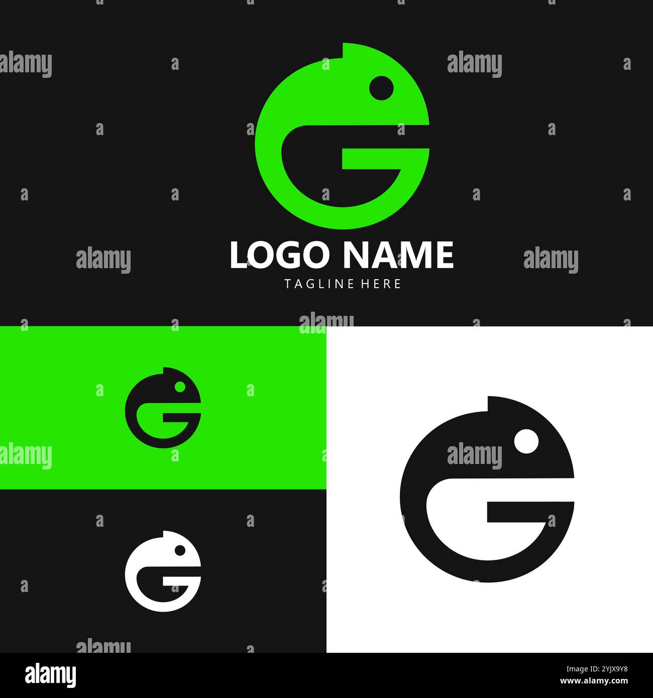 initial G chameleon logo design vector Stock Vector