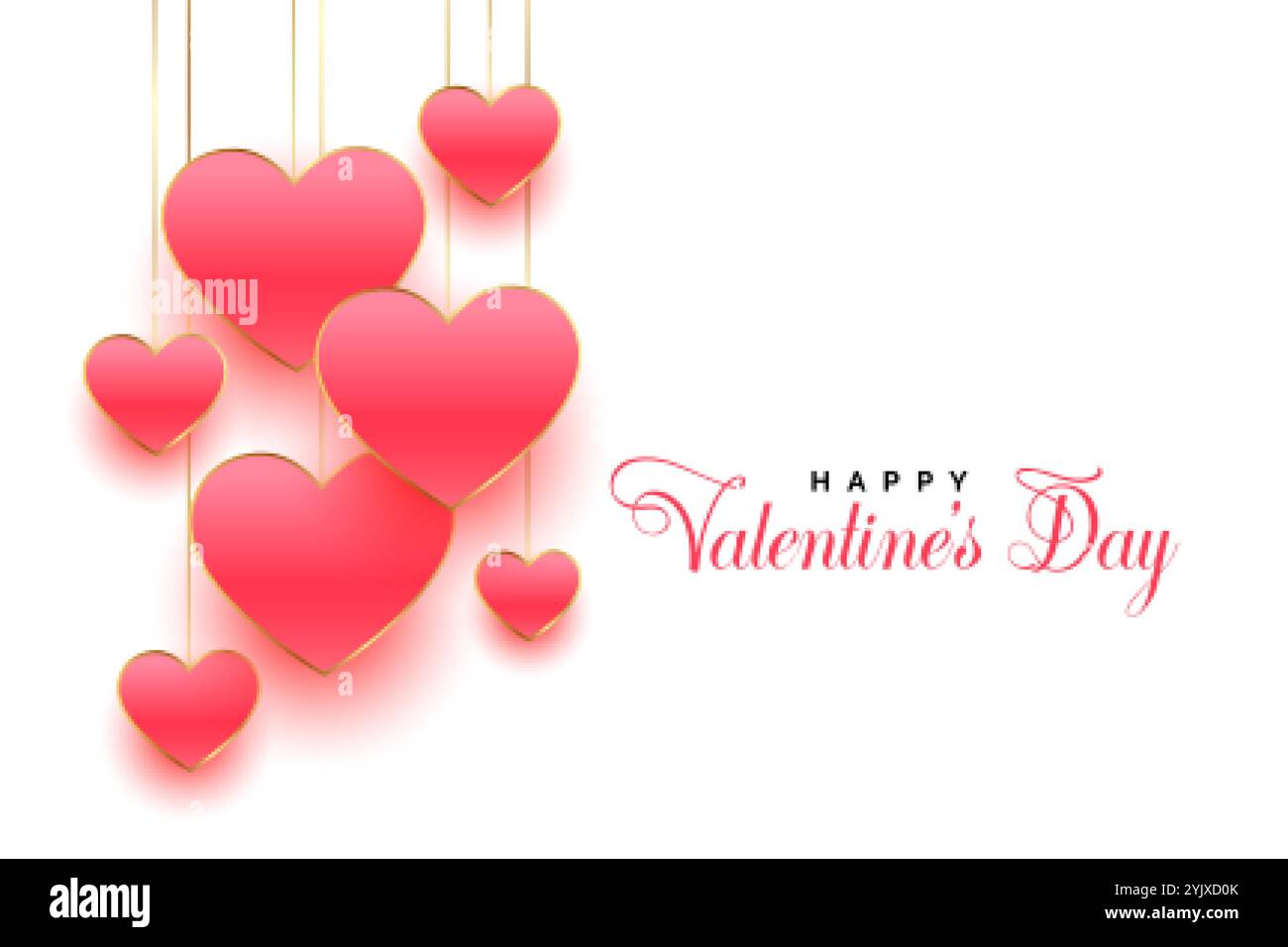 happy valentines day beautiful pink hearts background design Stock ...