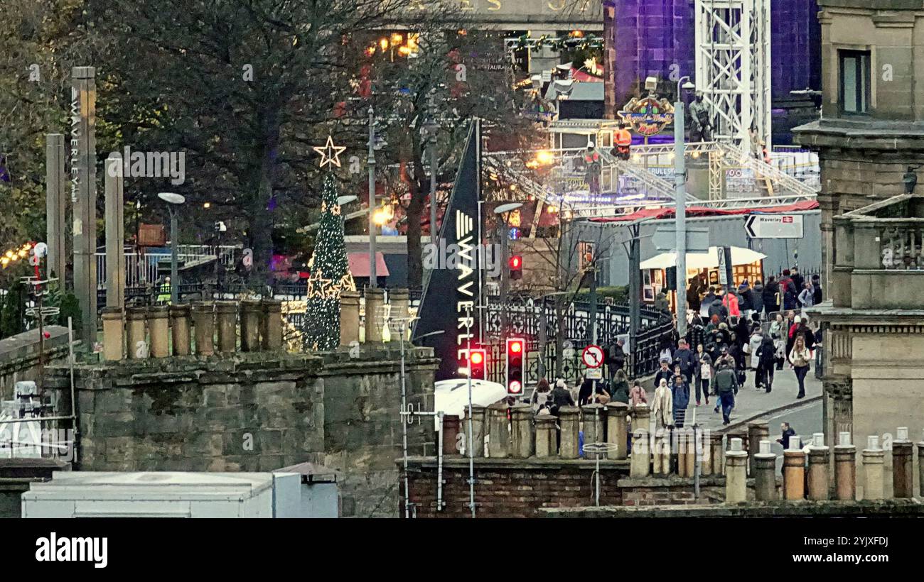 Edinburgh, Scotland, UK. 14th November, 2024.  UK Weather:  Autumn weather anticyclonic gloom saw a cold and windy day for tourists at waverley shopping centre and train station. Credit Gerard Ferry/Alamy Live News Stock Photo