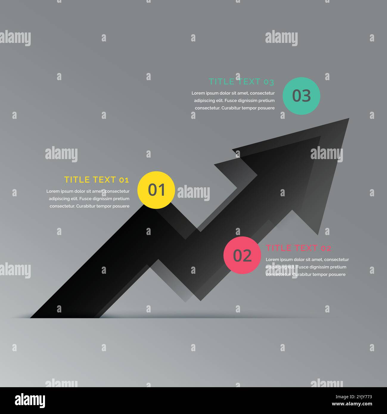 black business arrow infographic template showing three steps Stock ...