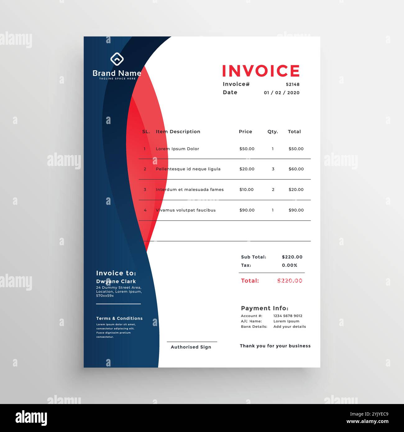 modern professional invoice template design Stock Vector Image & Art ...