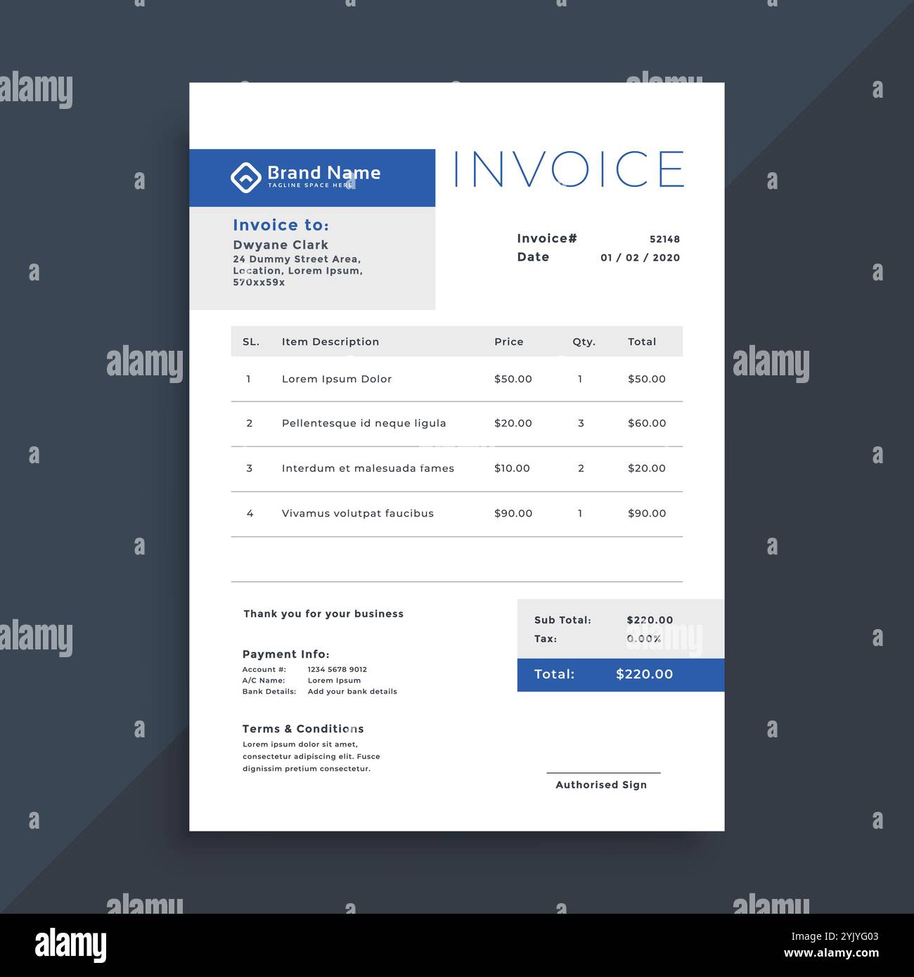 Business invoice template hi-res stock photography and images - Alamy