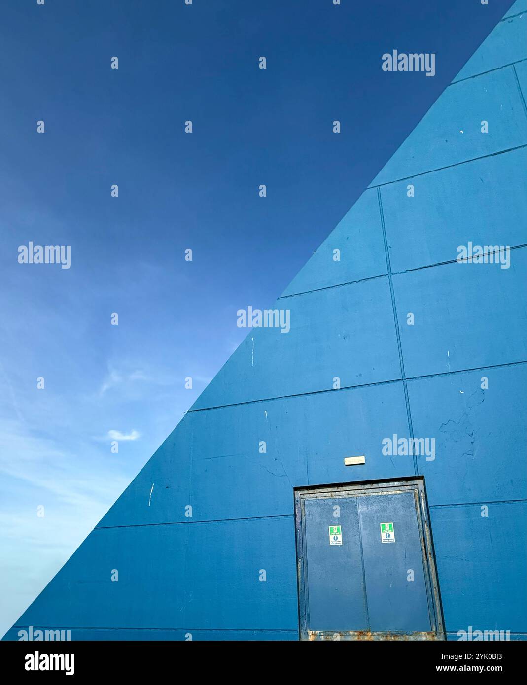 Abstract of blue wall of Sandcastle Swimming Complex, Blackpool, UK - Smartphone Captured Stock Image