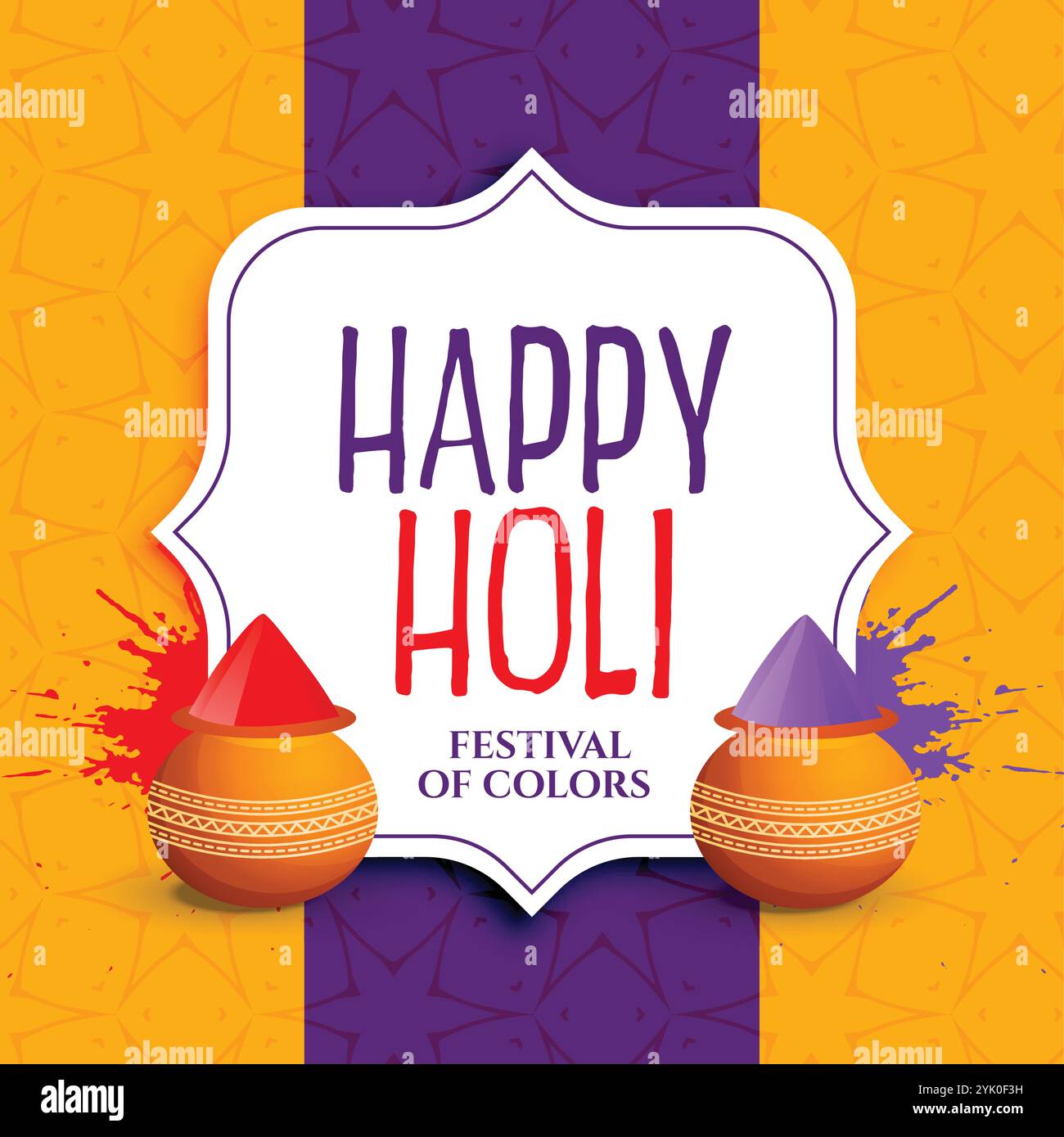 happy holi greeting design with colors splatter Stock Vector Image ...