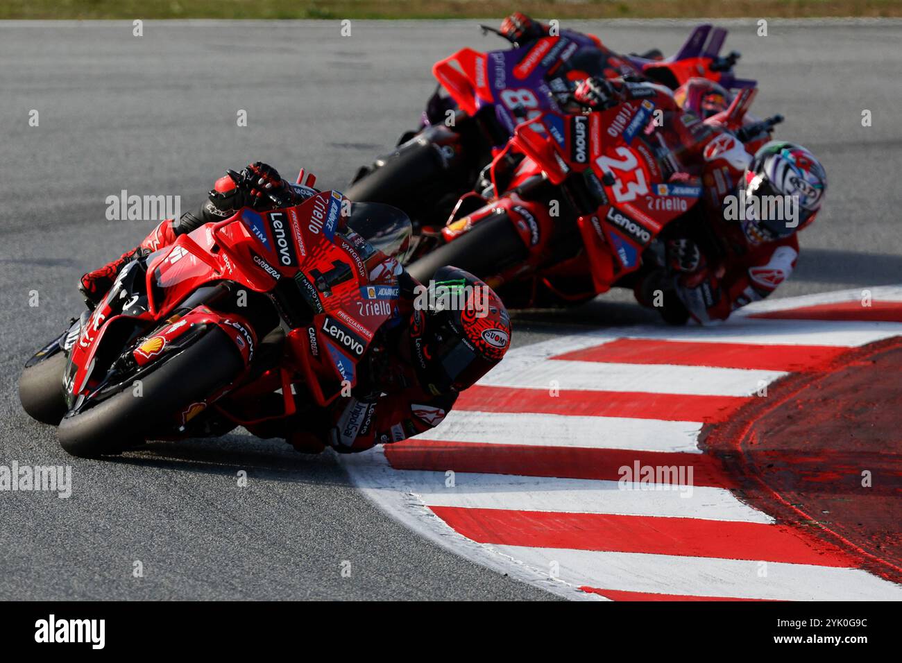 Italian rider Francesco Bagnaia of the Ducati Lenovo Team steers his ...