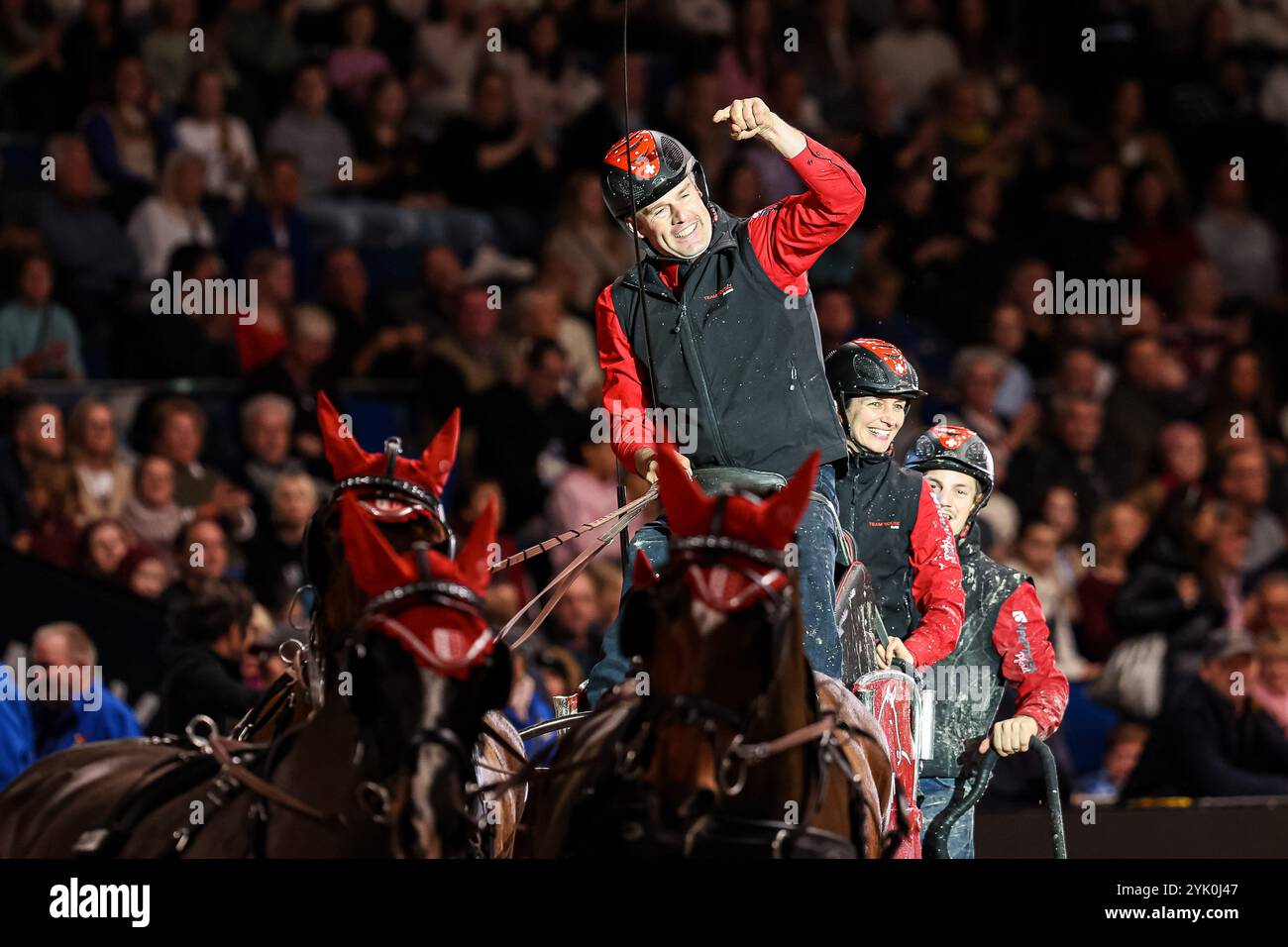 Voutaz Jerome, Switzerland  FEI Driving World Cup MASTERHORSE GERMAN MASTER Zeit-Hindernisfahren Vierspaenner mit 2 Umlaeufen Wertungspruefung für den Weltcup Fahren 2024/2025 International  GER, Stuttgart German Masters 2024, 38. internationale Reitturnier, 16.11.2024  Foto: Eibner-Pressefoto/Roger Buerke Stock Photo