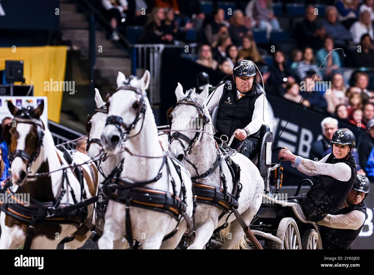 Stuttgart, Deutschland. 16th Nov, 2024. 3. Platz Bronze, Chardon Ijsbrand, Netherlands FEI Driving World Cup MASTERHORSE GERMAN MASTER Zeit-Hindernisfahren Vierspaenner mit 2 Umlaeufen Wertungspruefung für den Weltcup Fahren 2024/2025 International GER, Stuttgart German Masters 2024, 38. internationale Reitturnier, 16.11.2024 Foto: Eibner-Pressefoto/Roger Buerke Credit: dpa/Alamy Live News Stock Photo