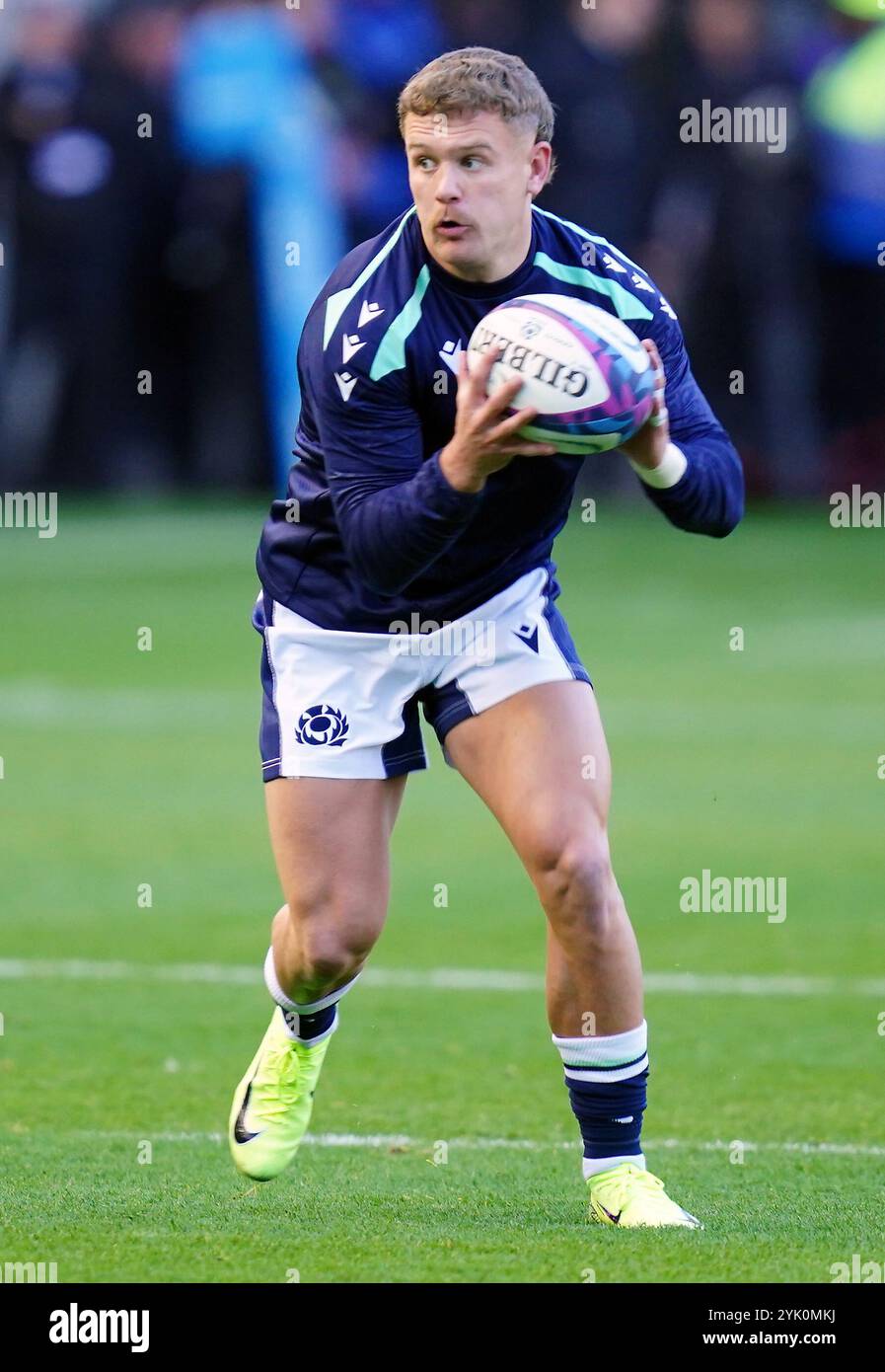 Scotland's Darcy Graham warming up prior to kickoff in the Autumn international match at the