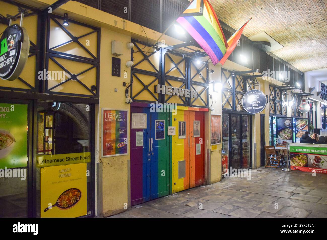 London, England, UK. 16th Nov, 2024. Exterior view of Heaven nightclub and live music venue in Central London. The popular club's licence has been suspended following allegations that a woman was raped by a security guard in the vicinity of the venue. (Credit Image: © Vuk Valcic/ZUMA Press Wire) EDITORIAL USAGE ONLY! Not for Commercial USAGE! Credit: ZUMA Press, Inc./Alamy Live News Stock Photo