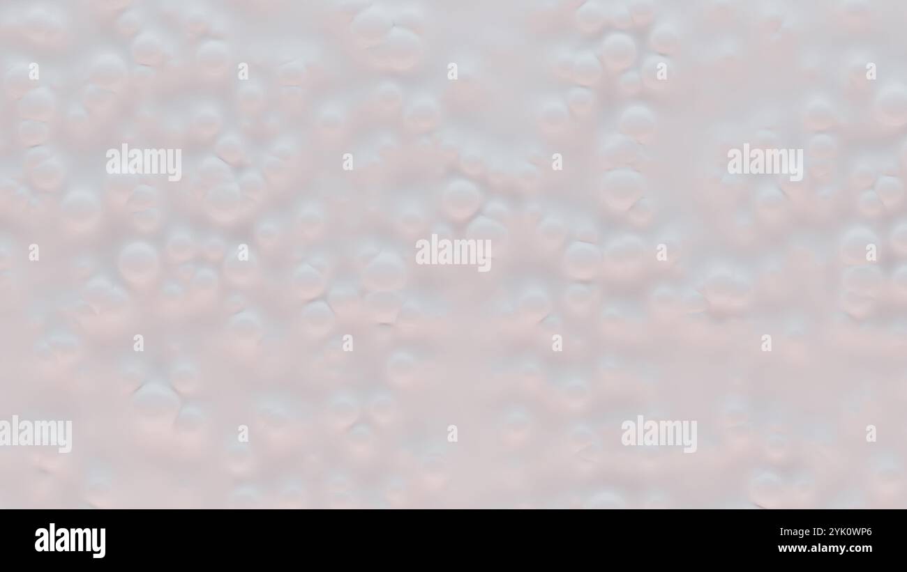 Bubbles over white surface, heavy bokeh effect. Abstract background. Digital 3D rendering. Stock Photo