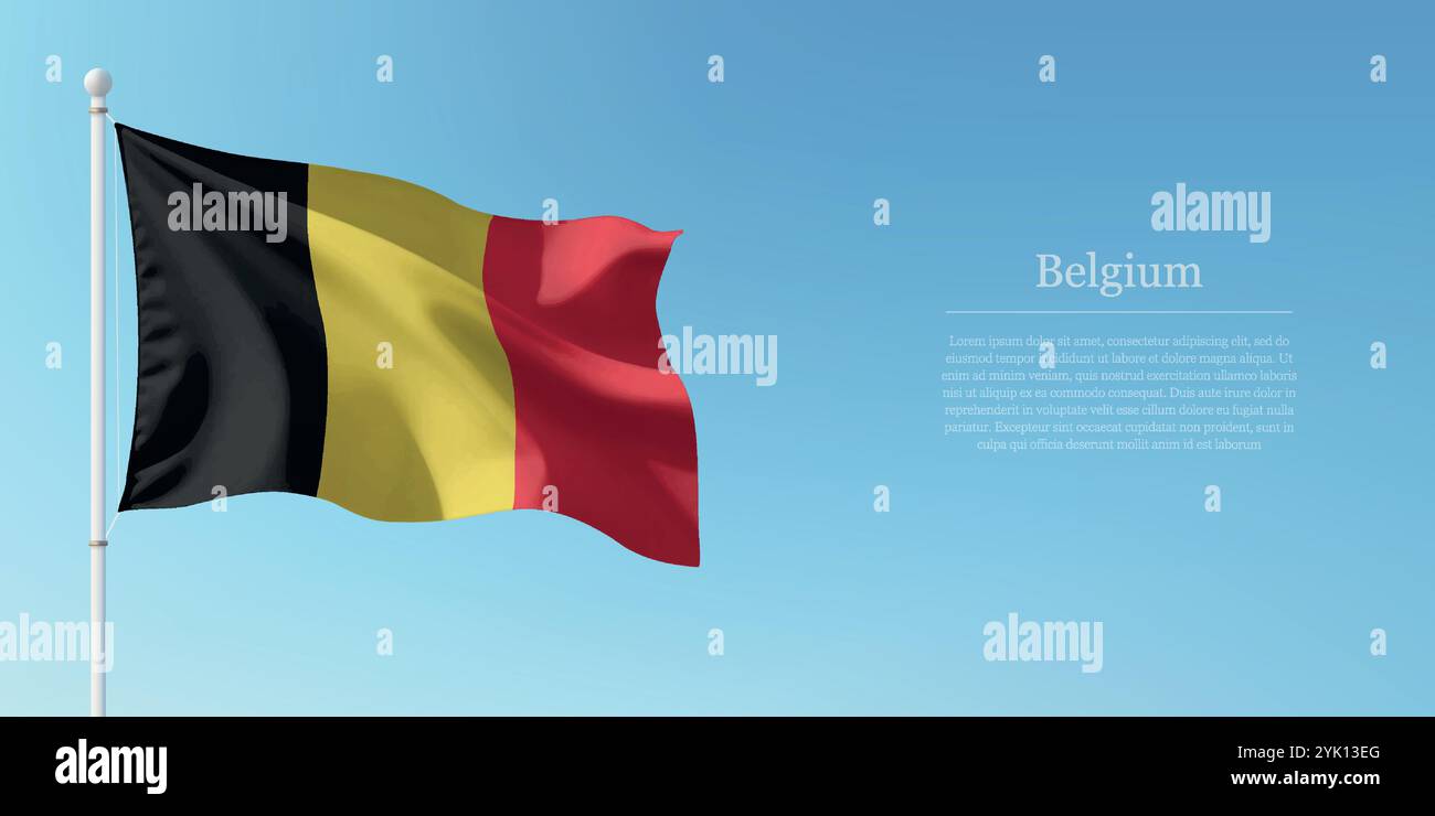Belgium flag on pole sky Stock Vector Images - Alamy