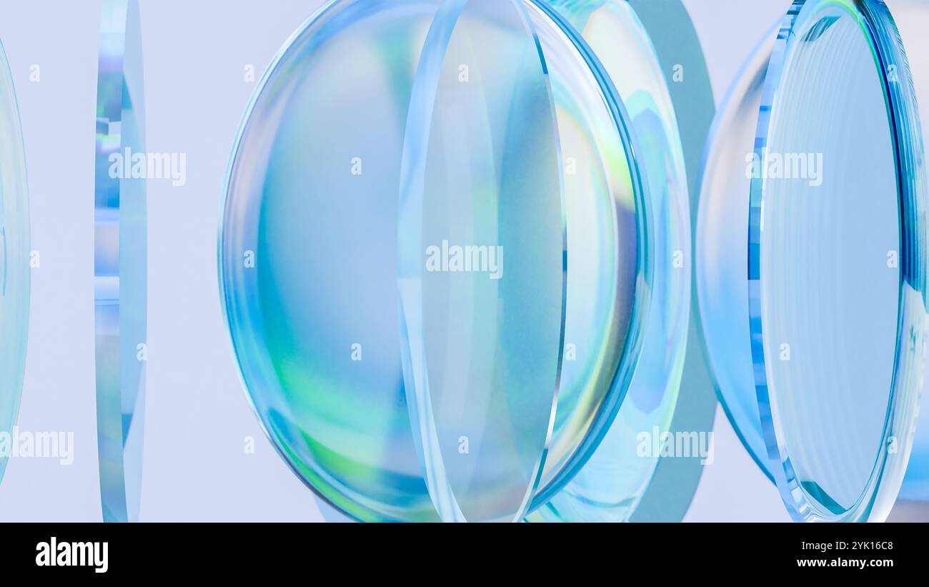 colorful translucent glass lenses, Rotate, glow spectrum, dispersion ...