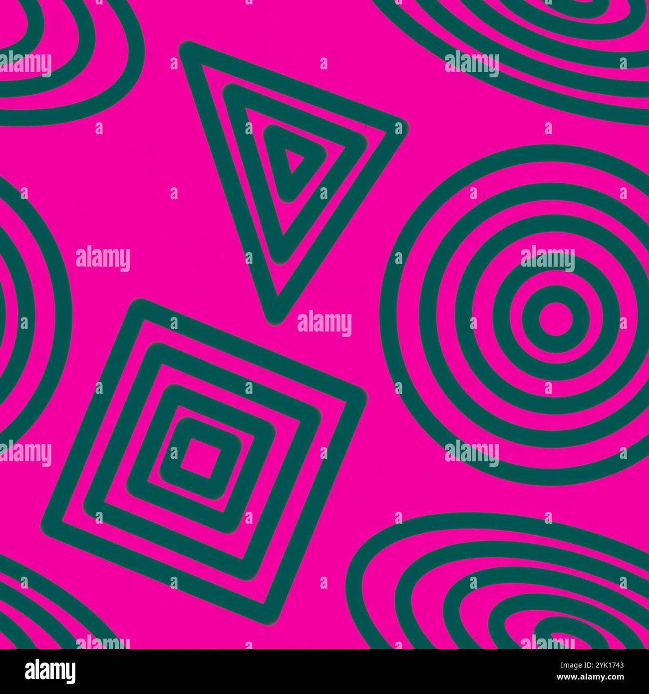 Vibrant geometric pattern featuring bold circles, squares, triangles in ...