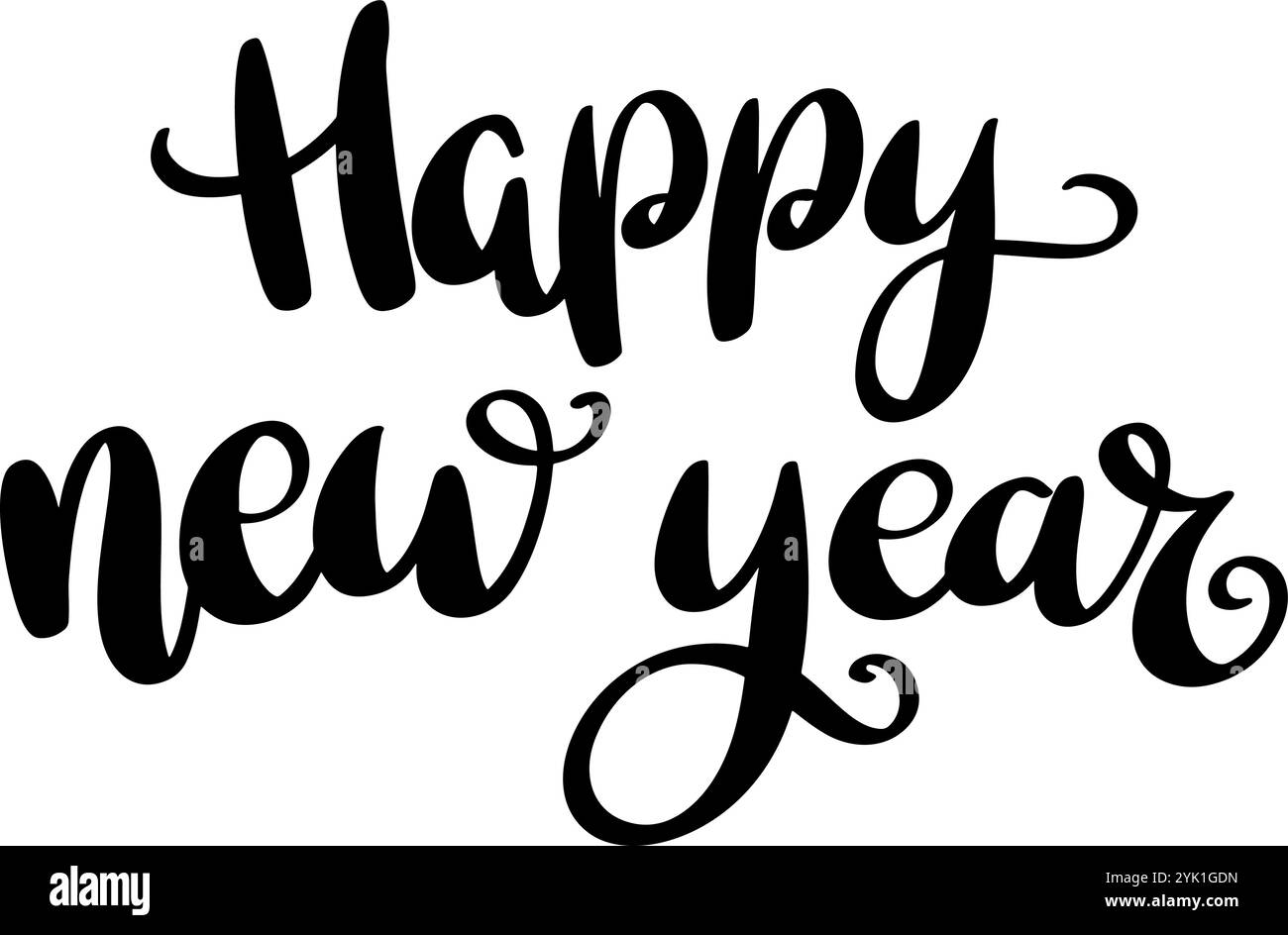 Happy new year. Hand drawn lettering. Vector illustration Stock Vector